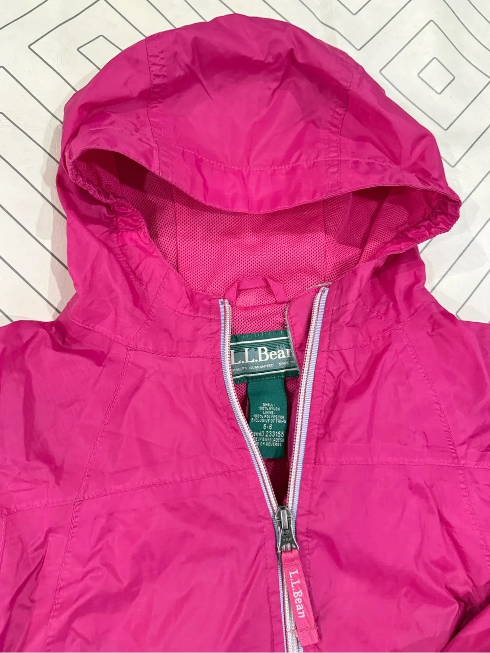 L.L. Bean Girls' Pink Hooded Rain Jacket